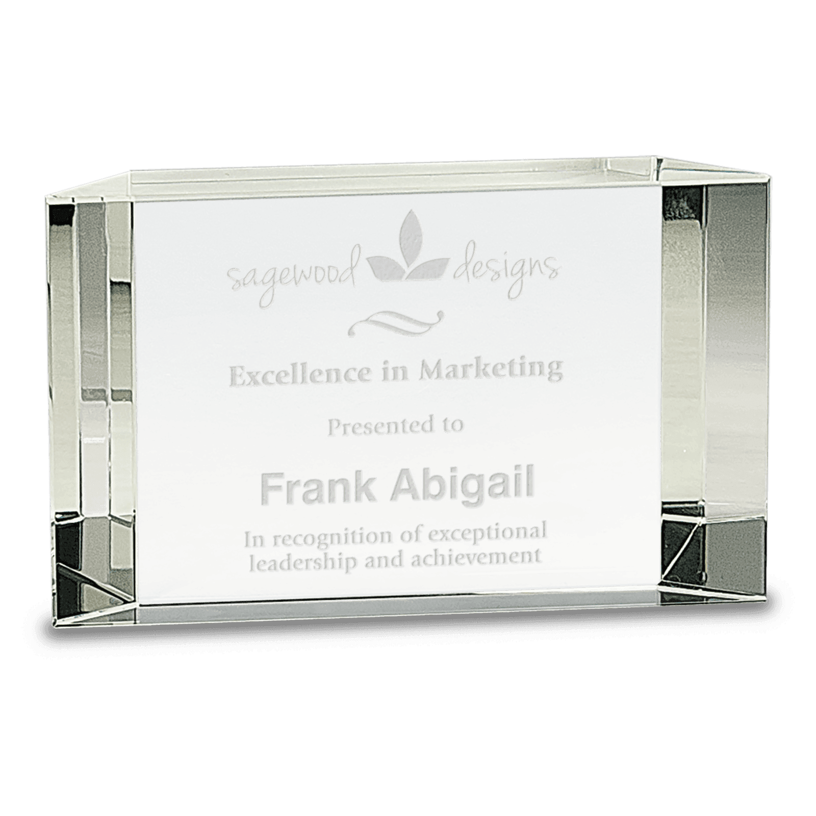 6" x 3 1/2" Crystal Facet Block Award