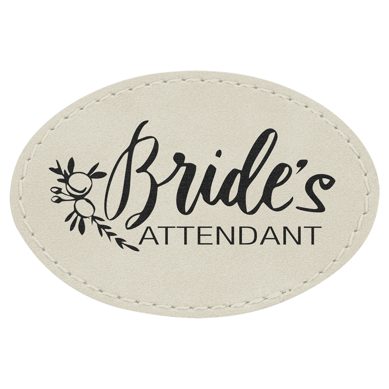 White Leatherette Oval Patch
