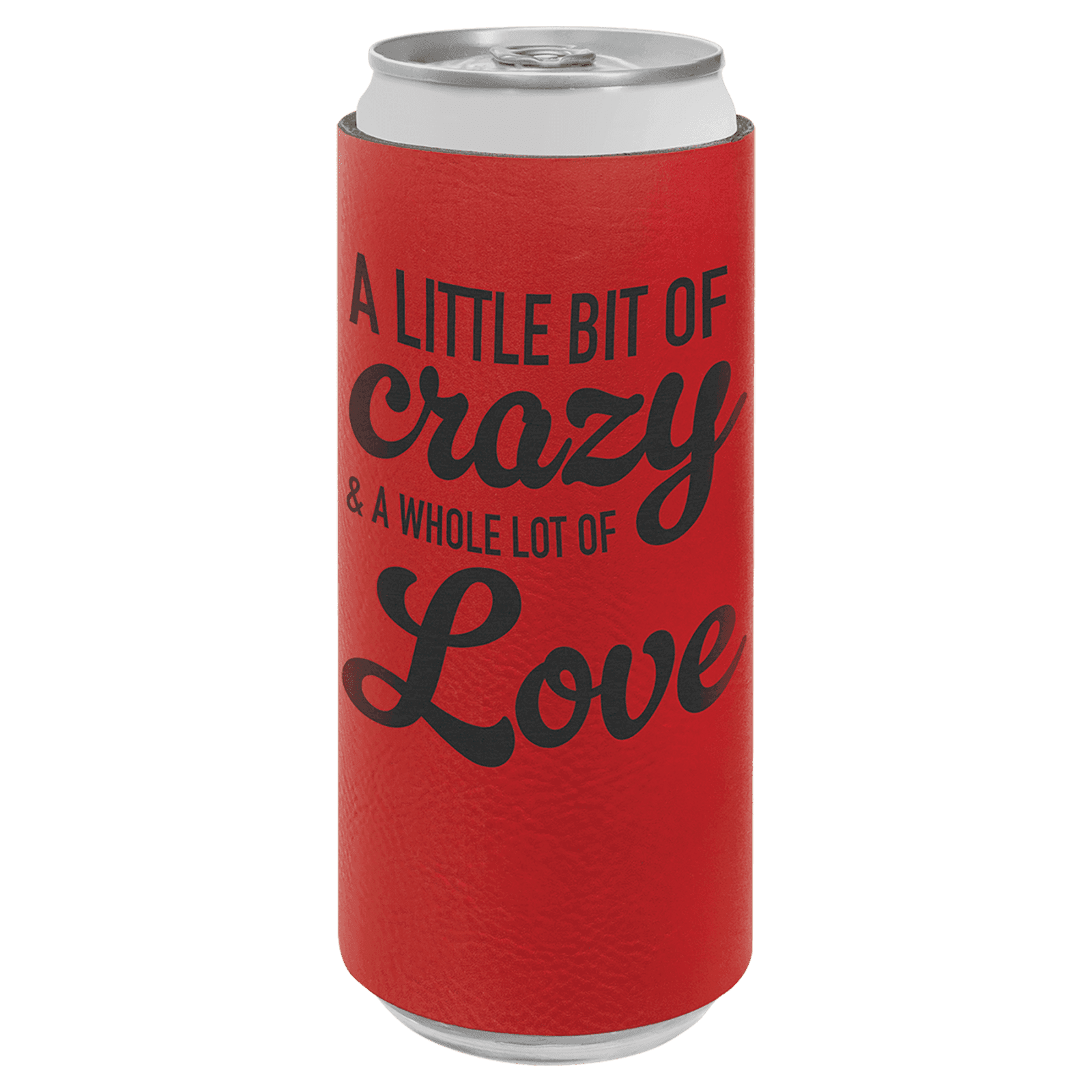 Red Leatherette Slim Beverage Holder