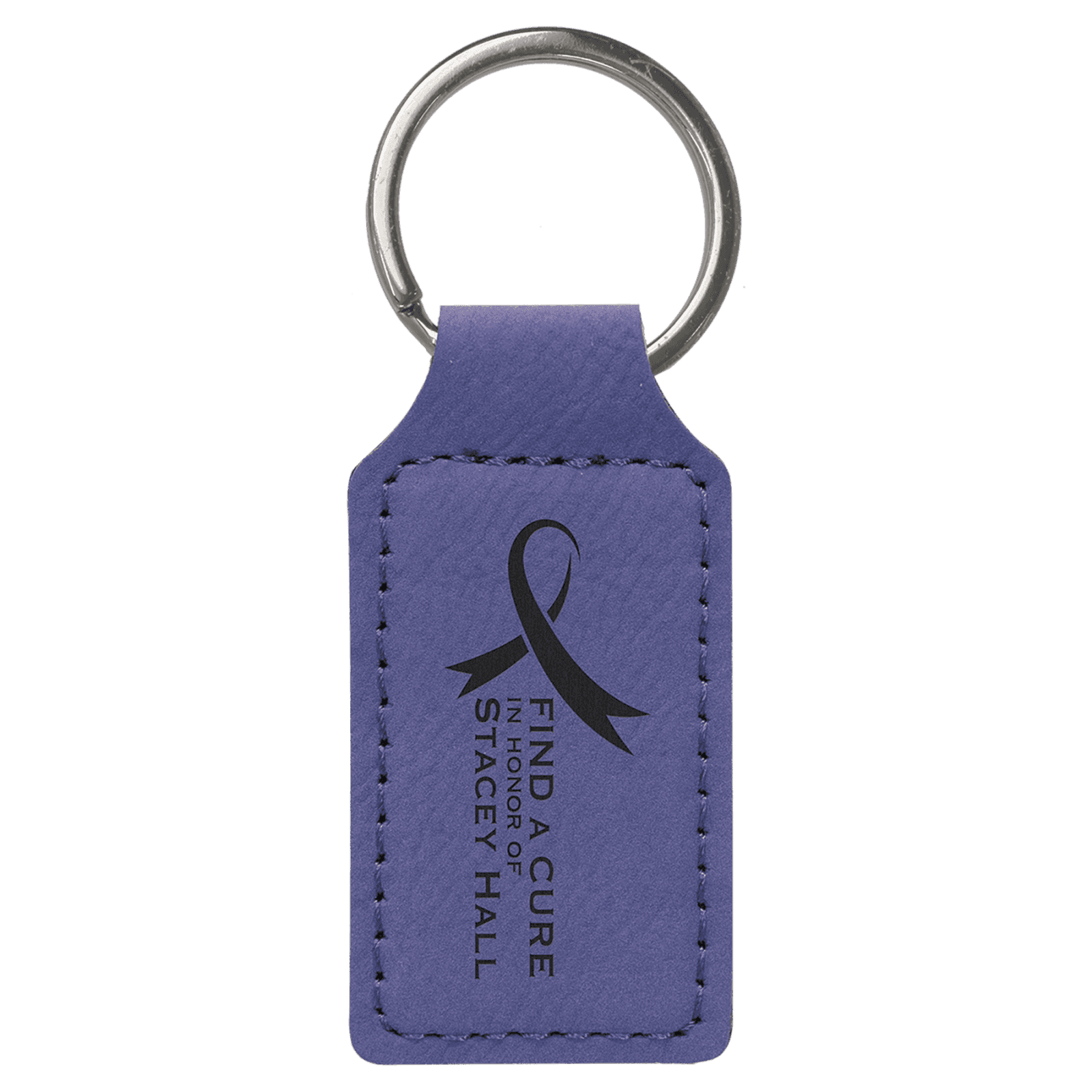 Purple Leatherette Rectangle Keychain