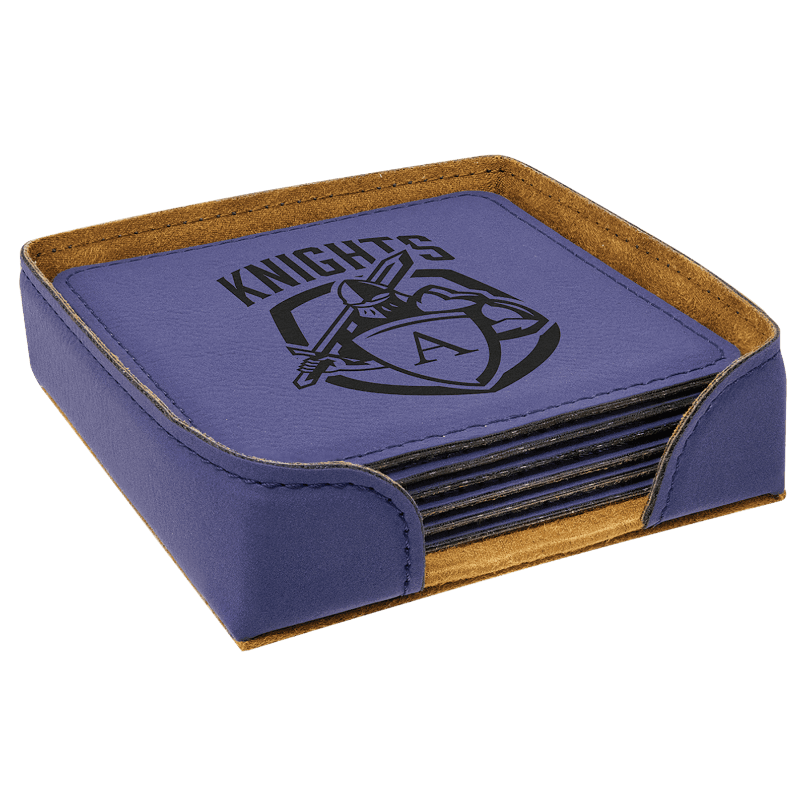 Purple Leatherette Square 6-Coaster Set