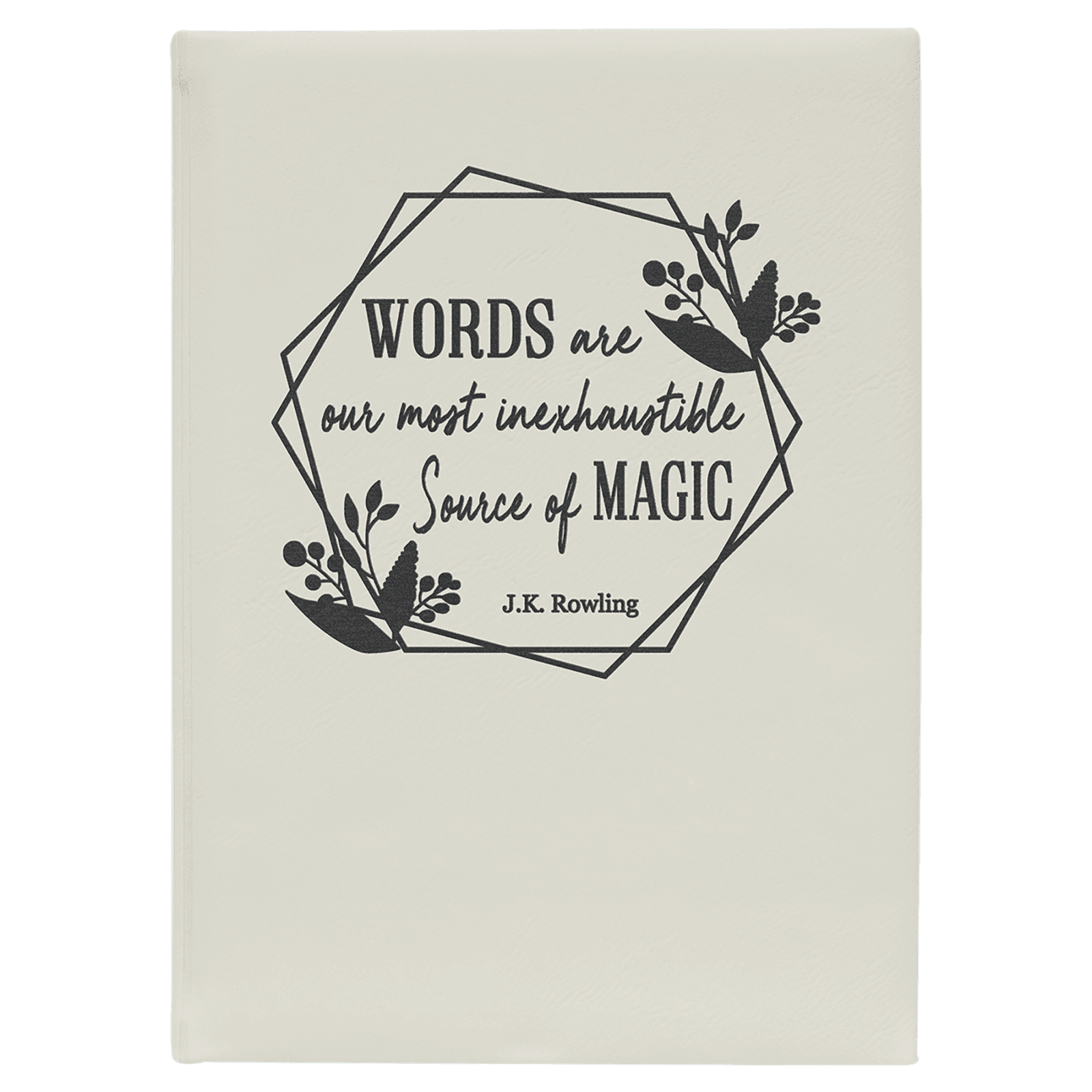 White Lasered Leatherette Journal with Lined Paper