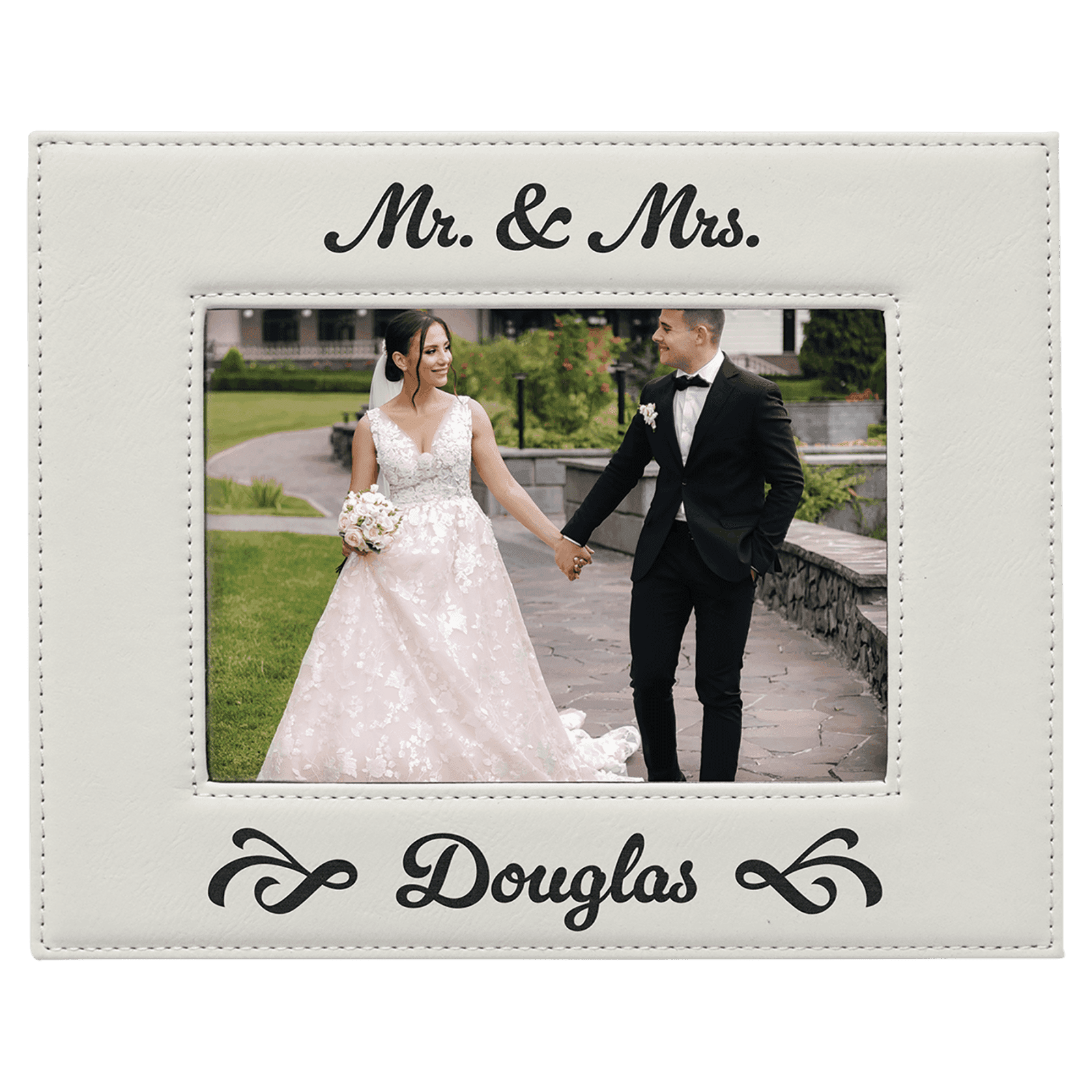 White Leatherette Photo Frame