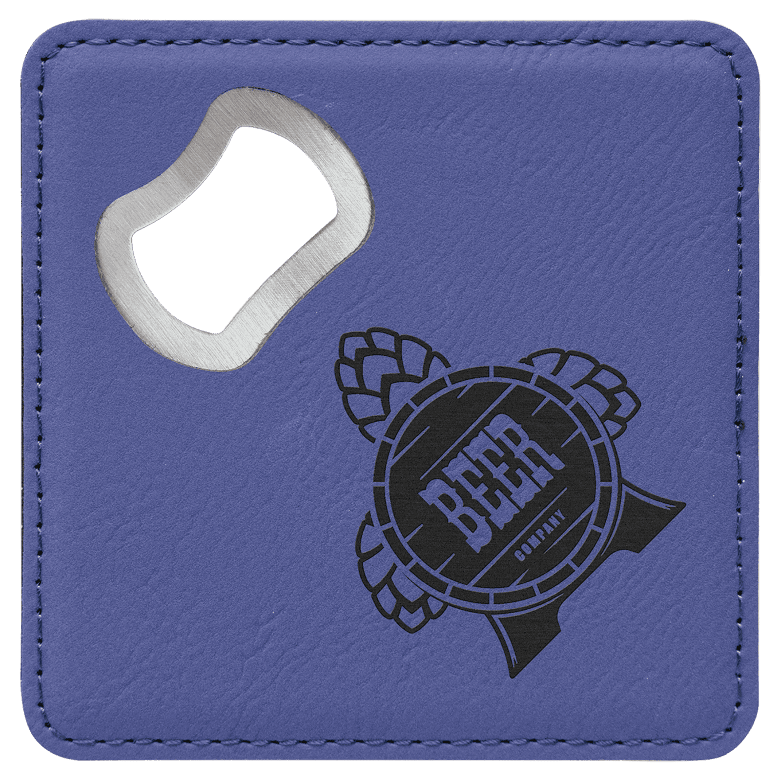 Purple Leatherette Coaster with Bottle Opener