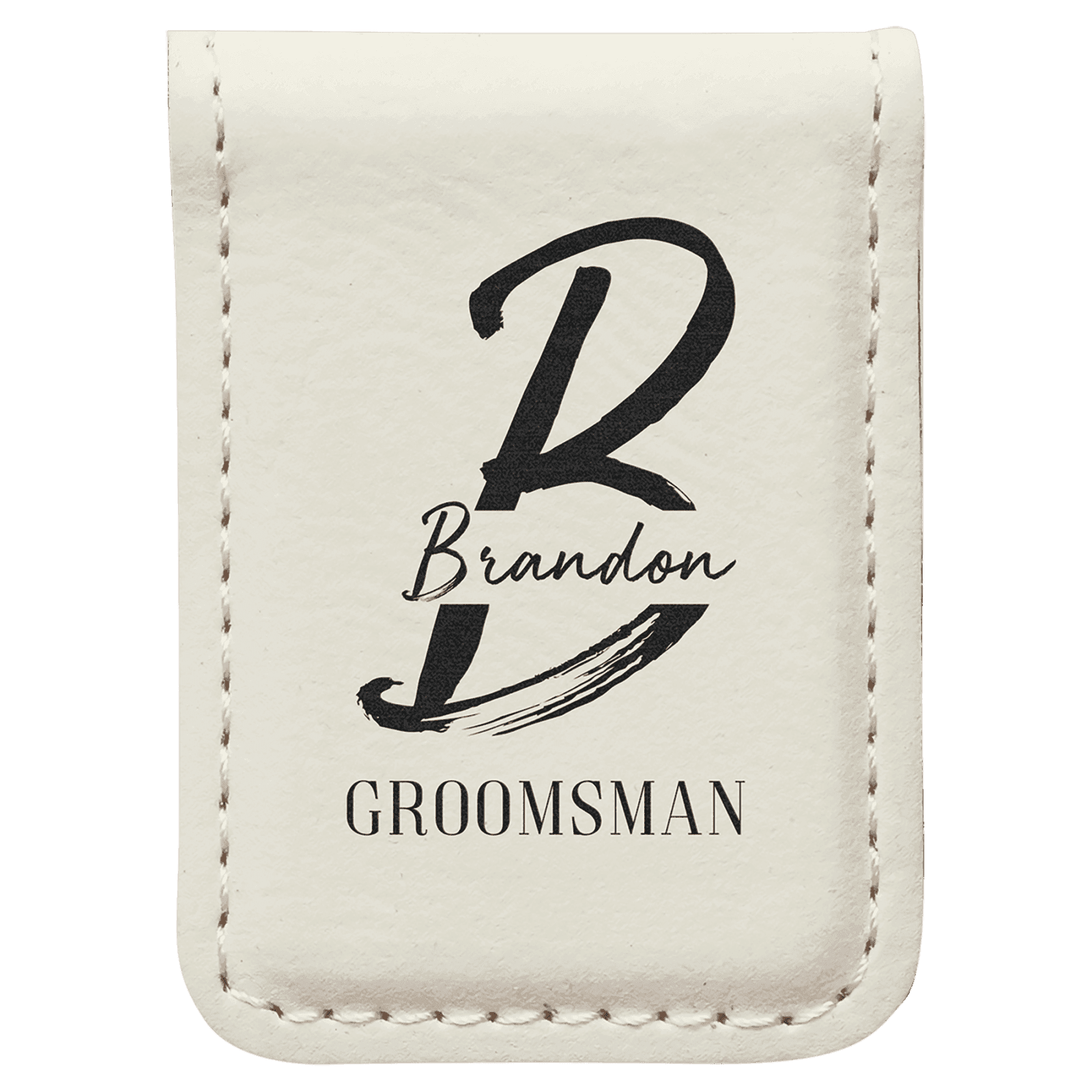 White Leatherette Money Clip
