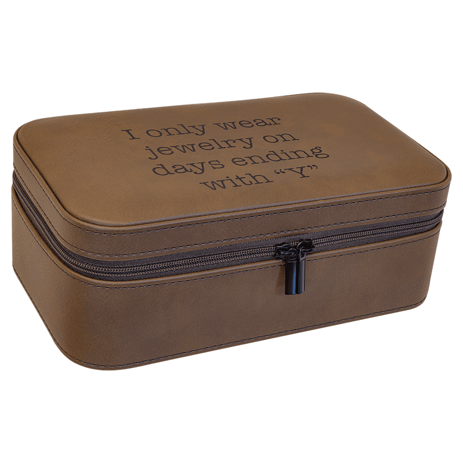 Dark Brown Large Leatherette Jewelry Box