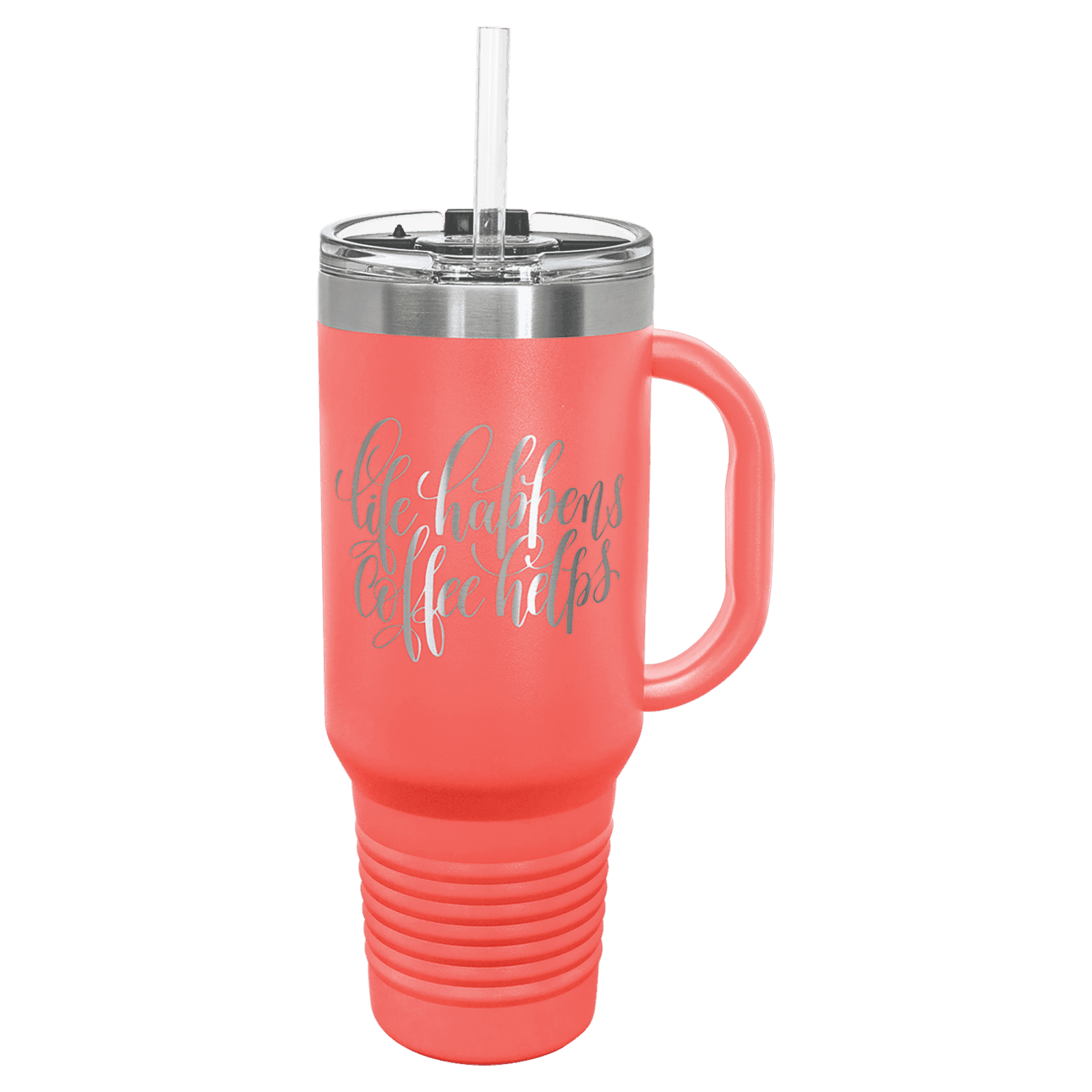Coral Polar Camel 40 oz. Travel Mug with Straw and Snap Lid
