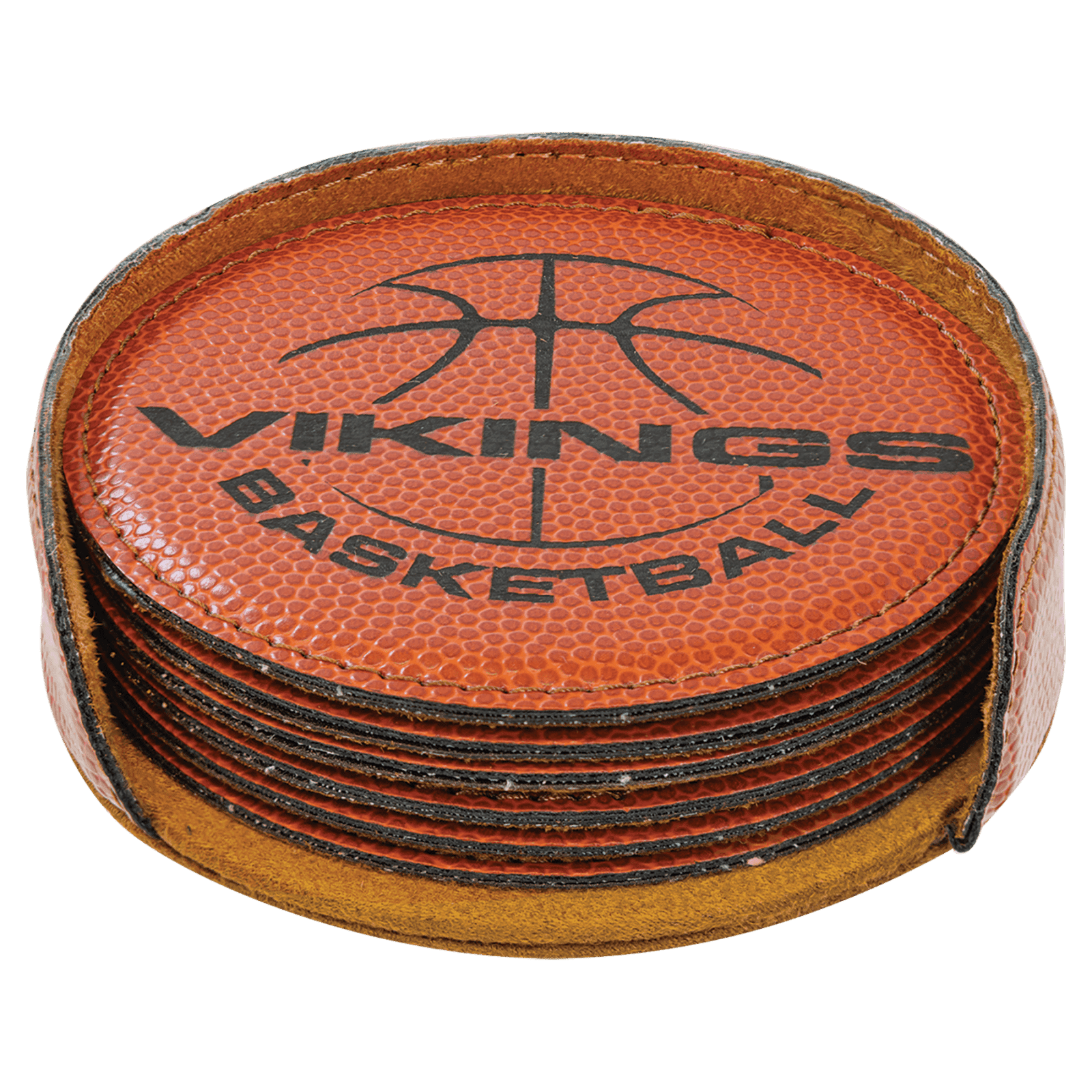 Basketball Leatherette Round 6 Coaster Set
