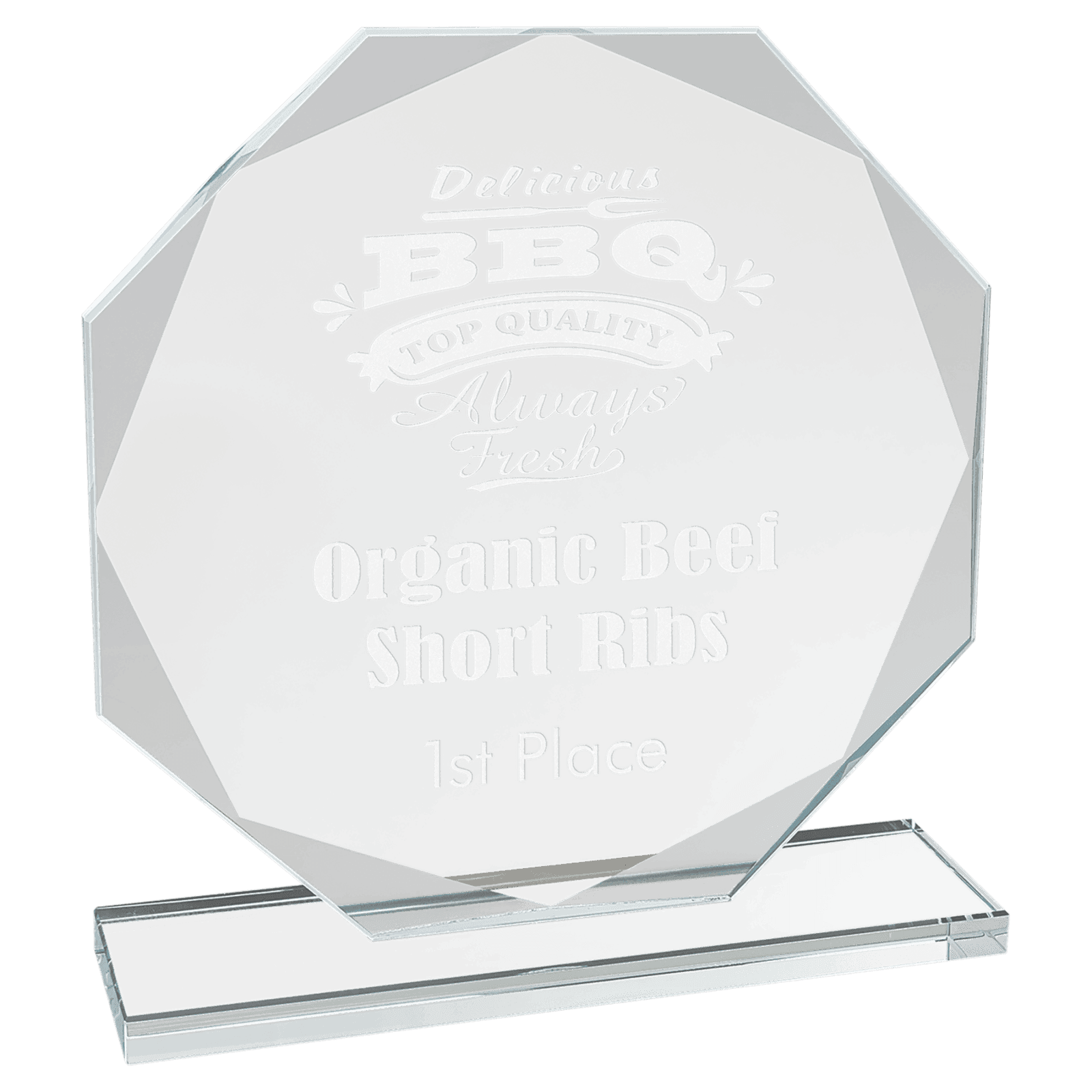 Large Octagon Clear Glass Award