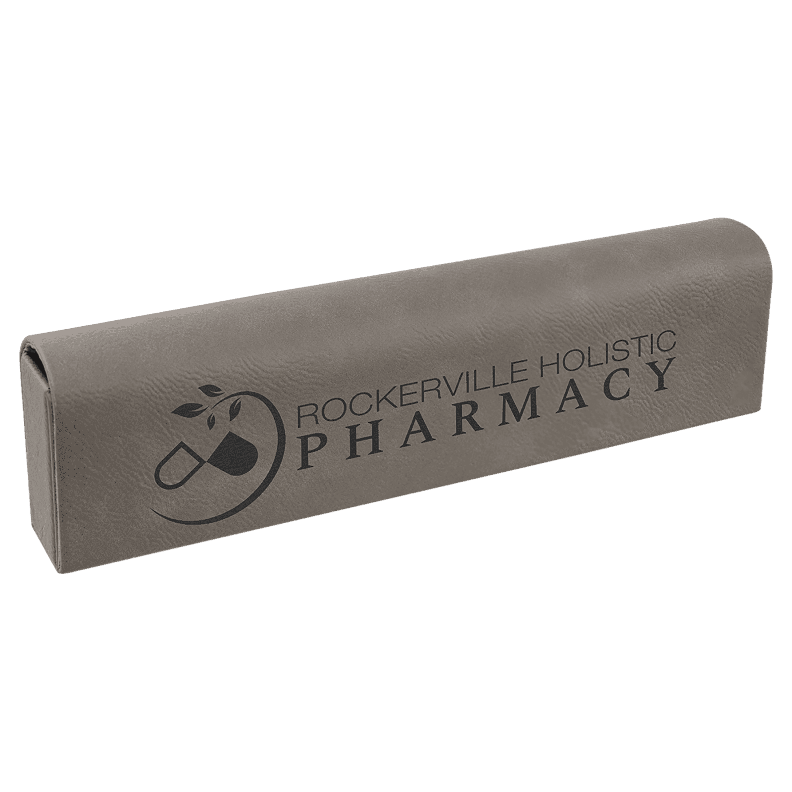 Gray Lasered Leatherette Pill Box with Days of the Week Organizer
