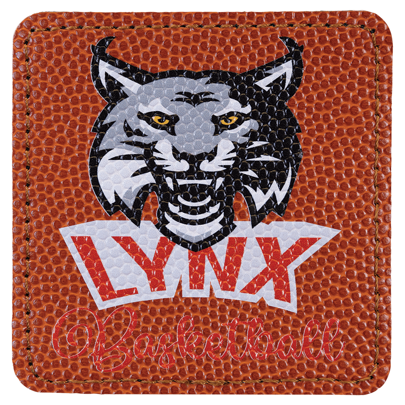 Basketball Square Leatherette Patch with Adhesive