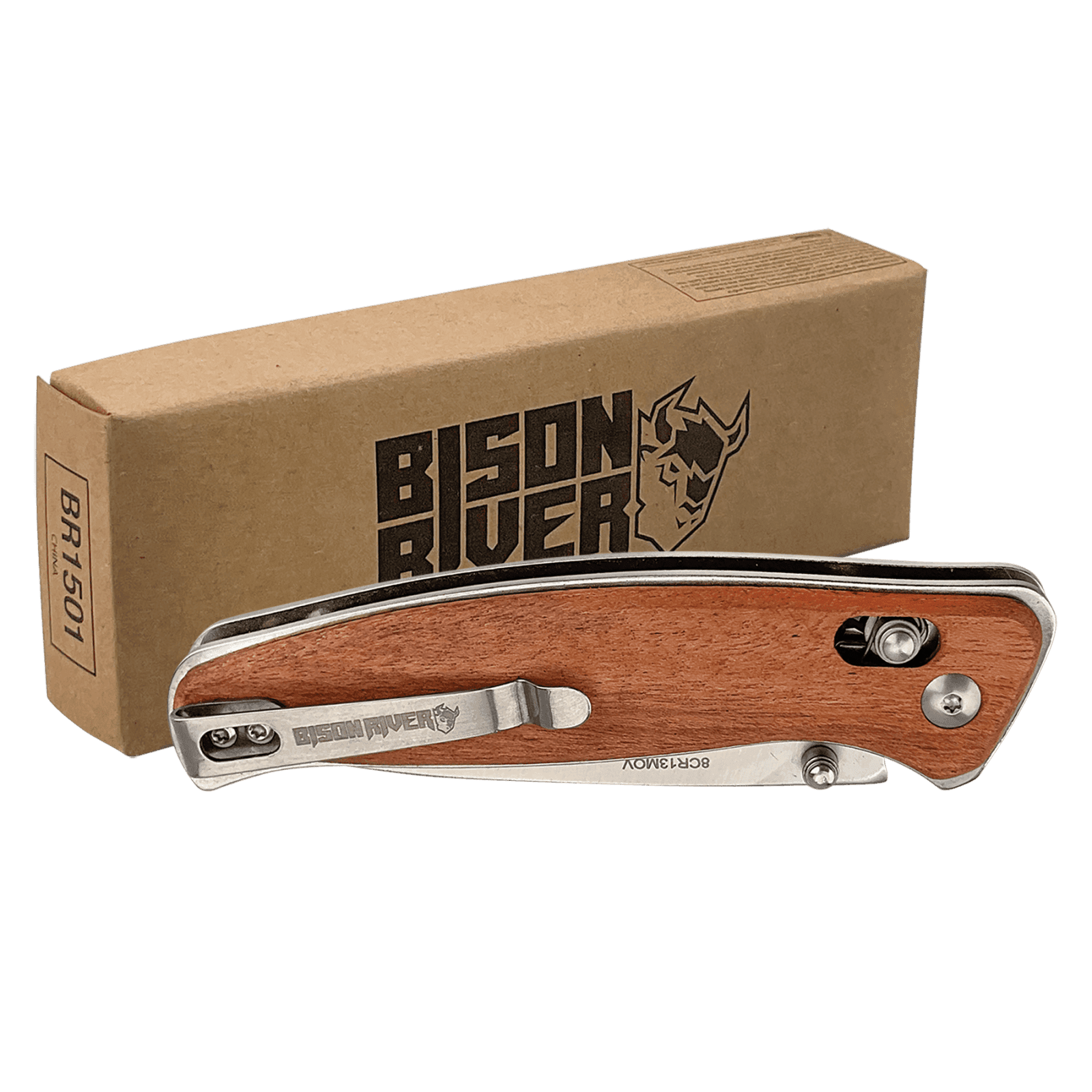 Wood Handle Button Lock Knife