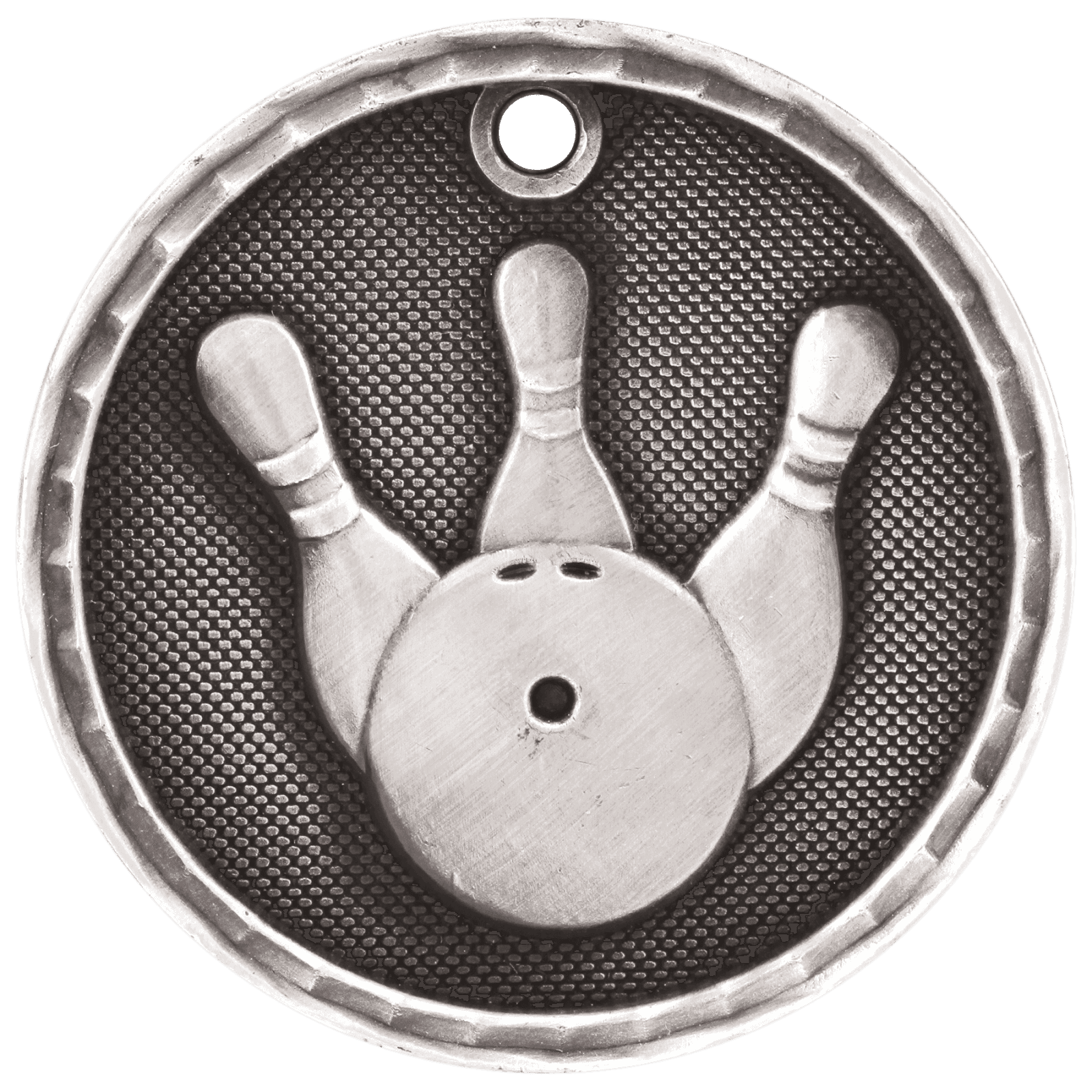 Bowling 3-D Medal-Silver