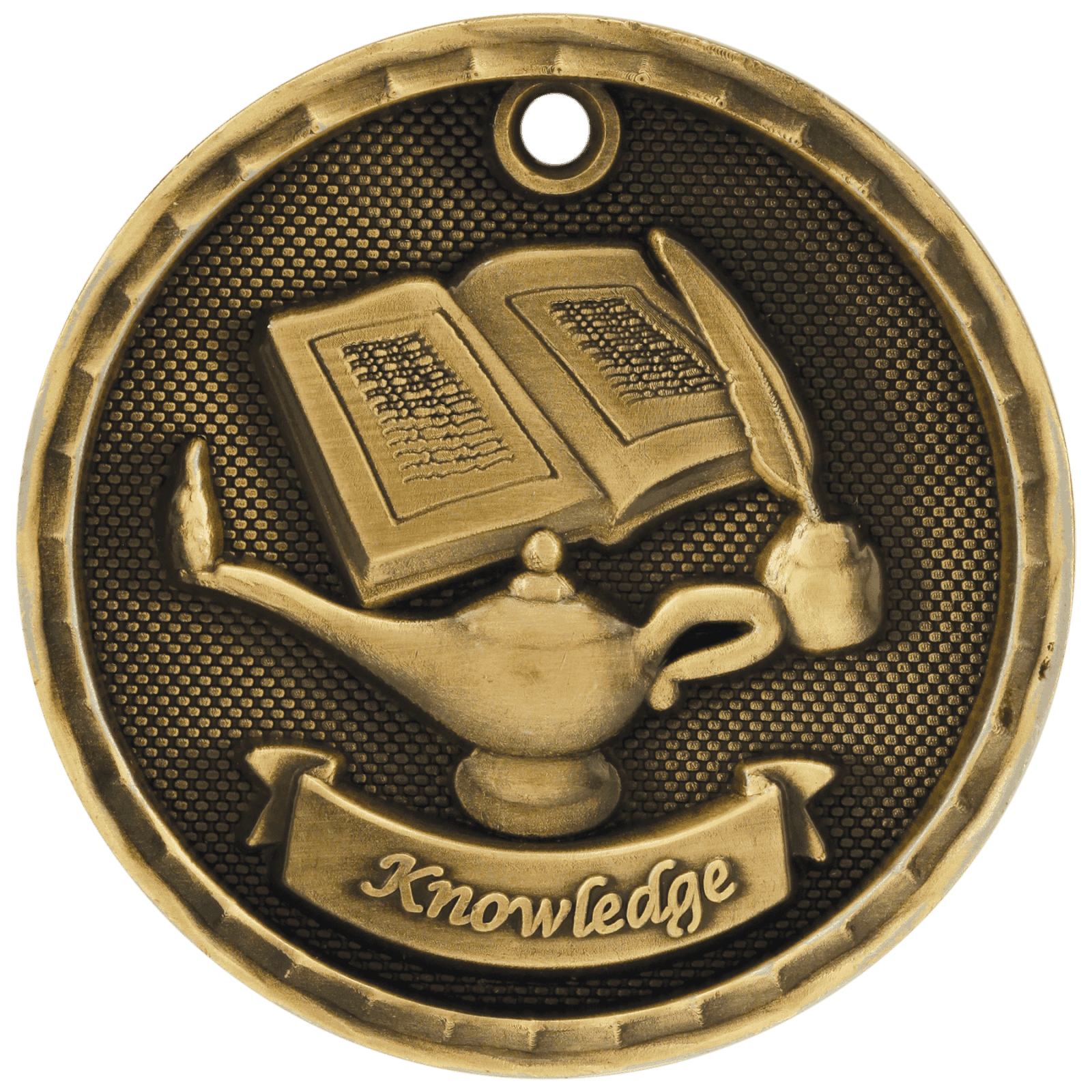 Lamp of Knowledge 3-D Medal-Gold