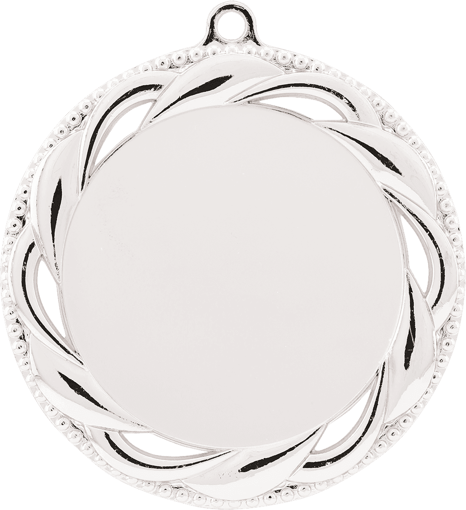 Rosette 2" Insert Holder Medal-Bright Silver (Insert Not Included)