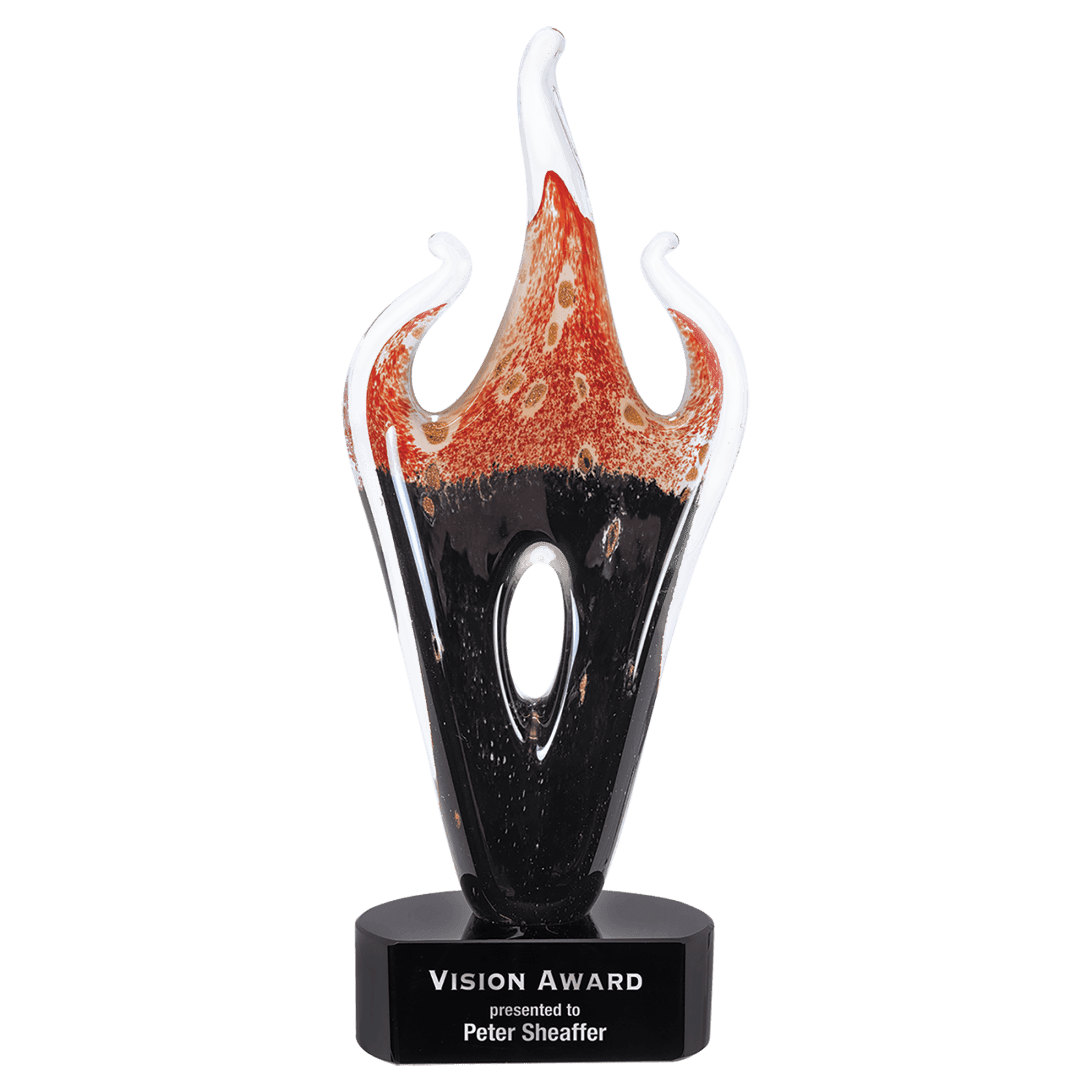 Red and Black Flame Art Glass