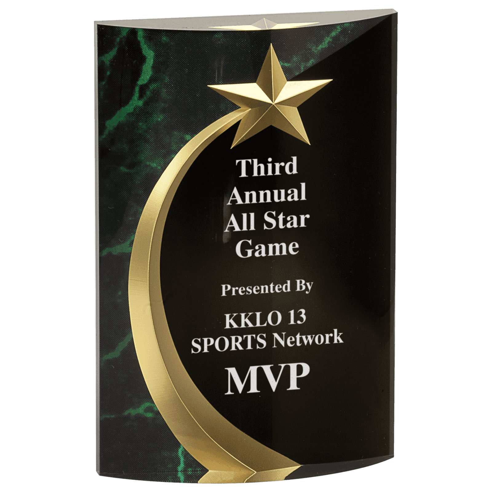 4 1/2" x 6 3/4" Green Marble Rounded Shooting Star Acrylic