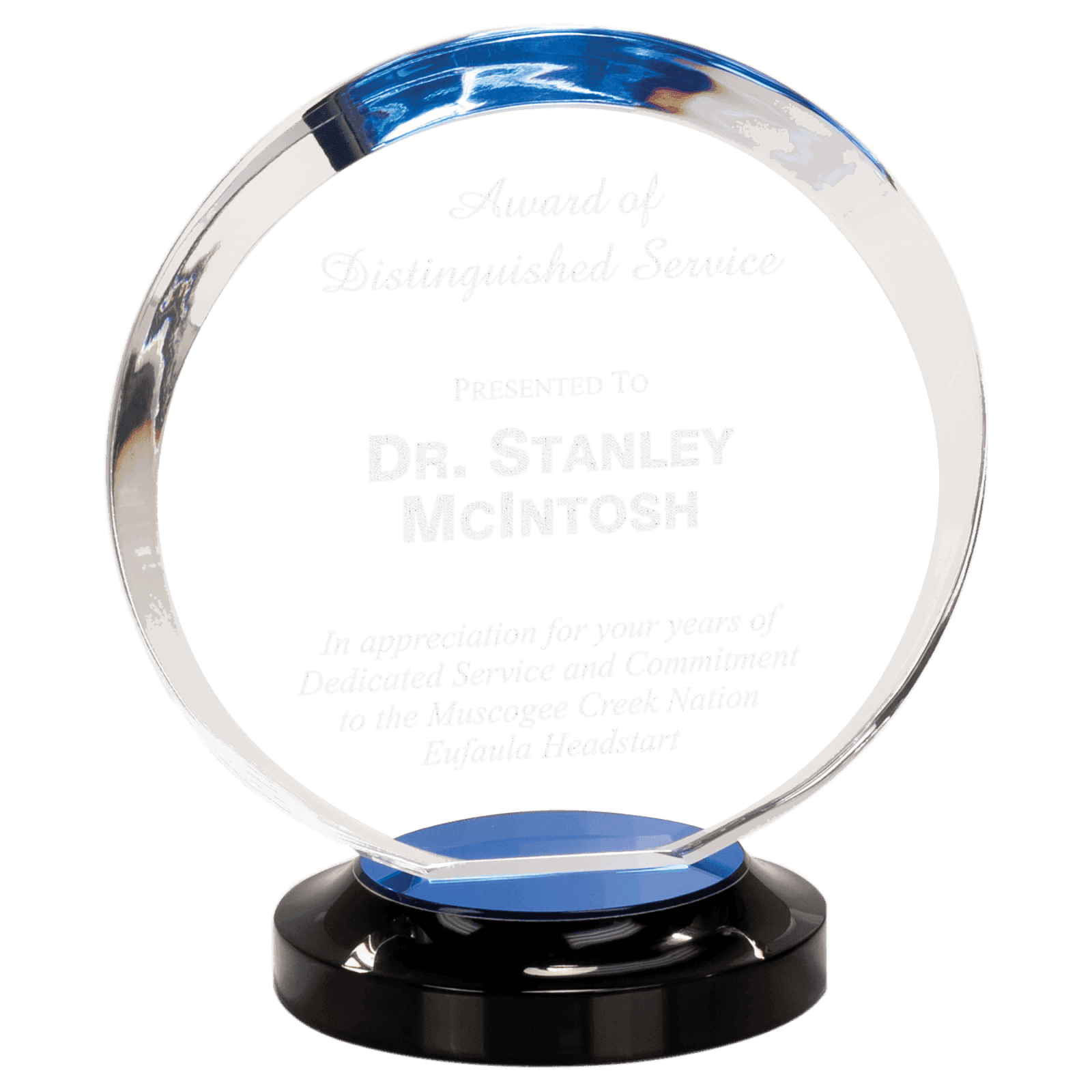 8" Blue Round Halo Acrylic with Base