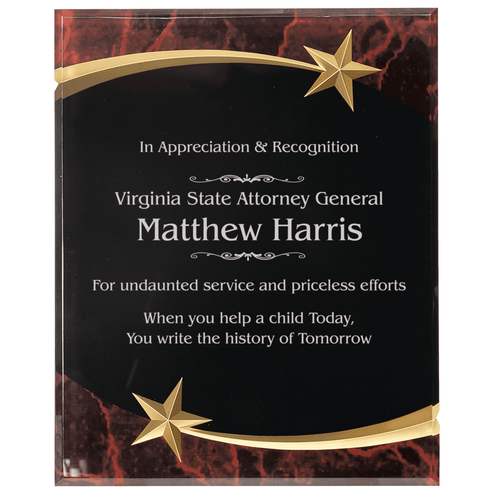 9" x 11" Red Marble Shooting Star Acrylic Plaque