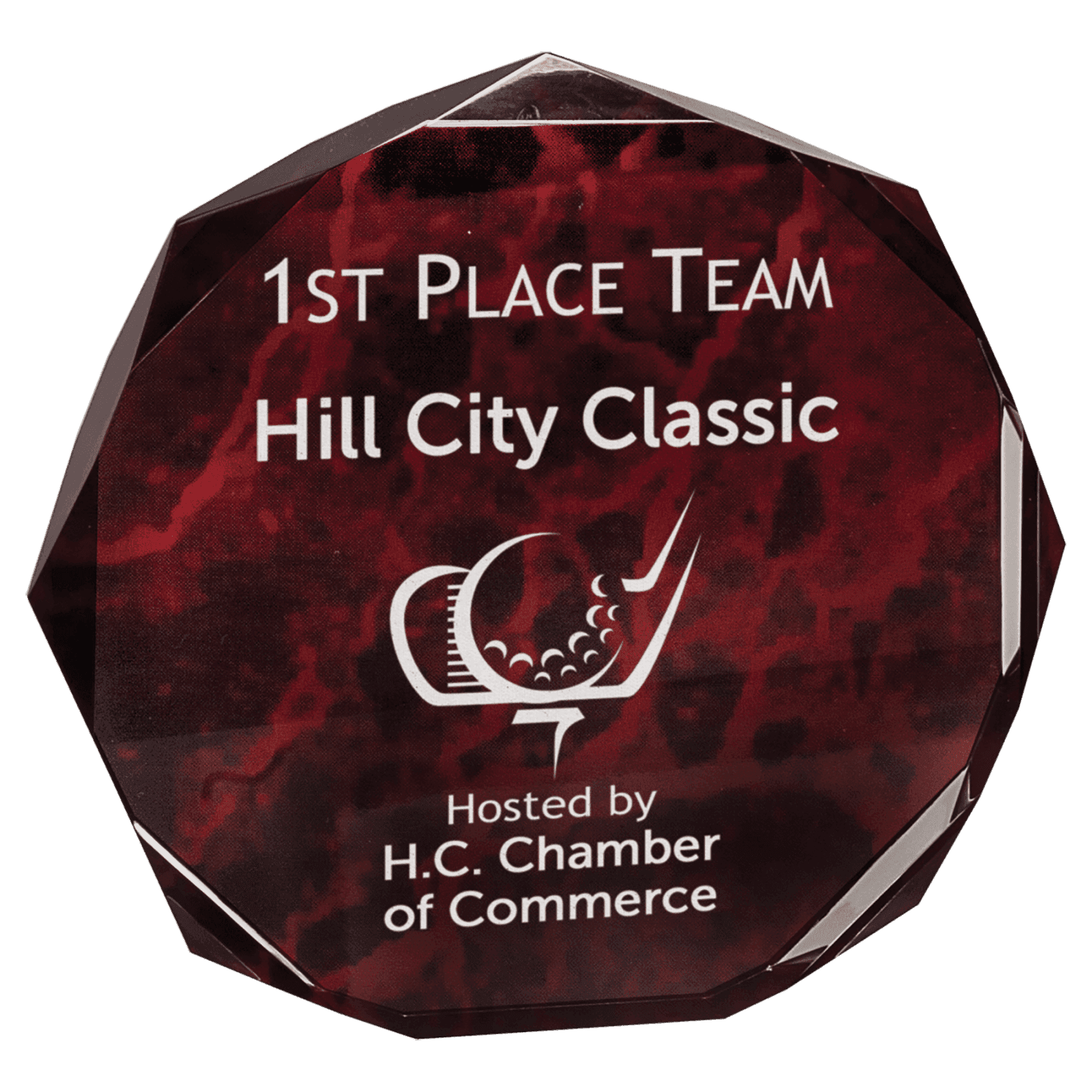 5" Red Marble Octagon Premier Acrylic