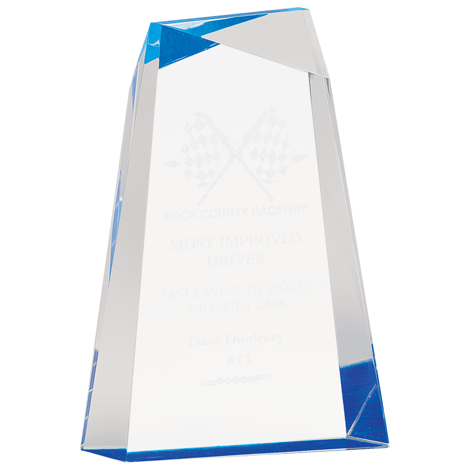 8" Blue Facet Wedge Acrylic