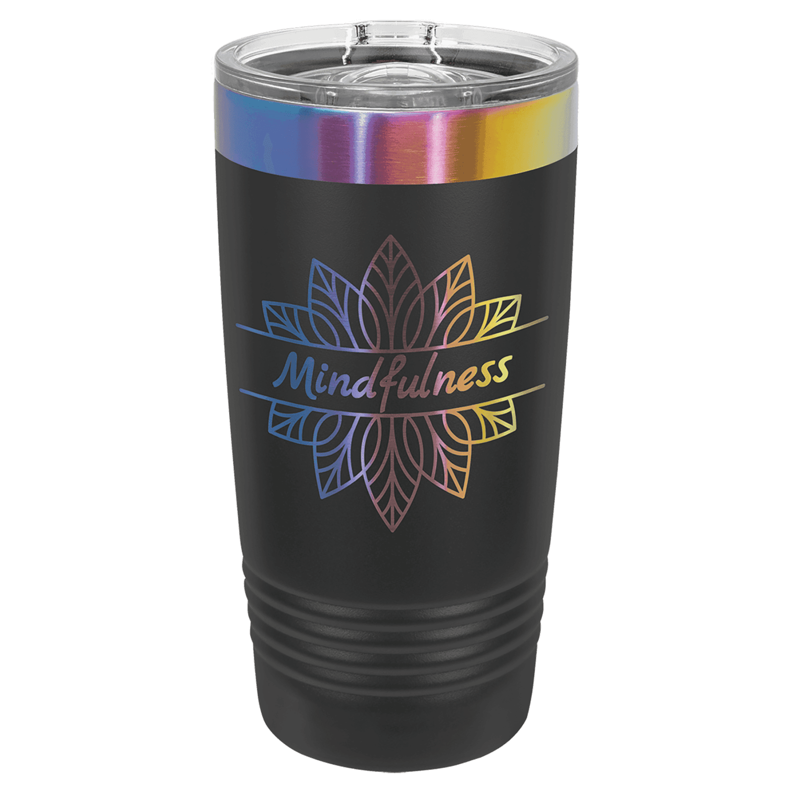 Polar Camel 20 oz. Black/Prism ION-Plated Ringneck Tumbler with Slider Lid
