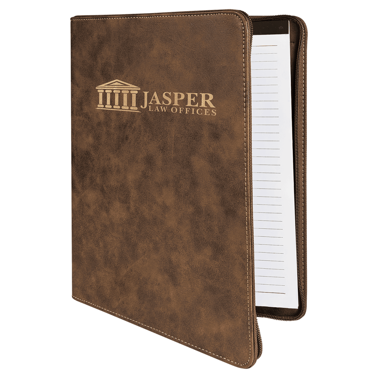 Rustic/Gold Leatherette Portfolio with Zipper